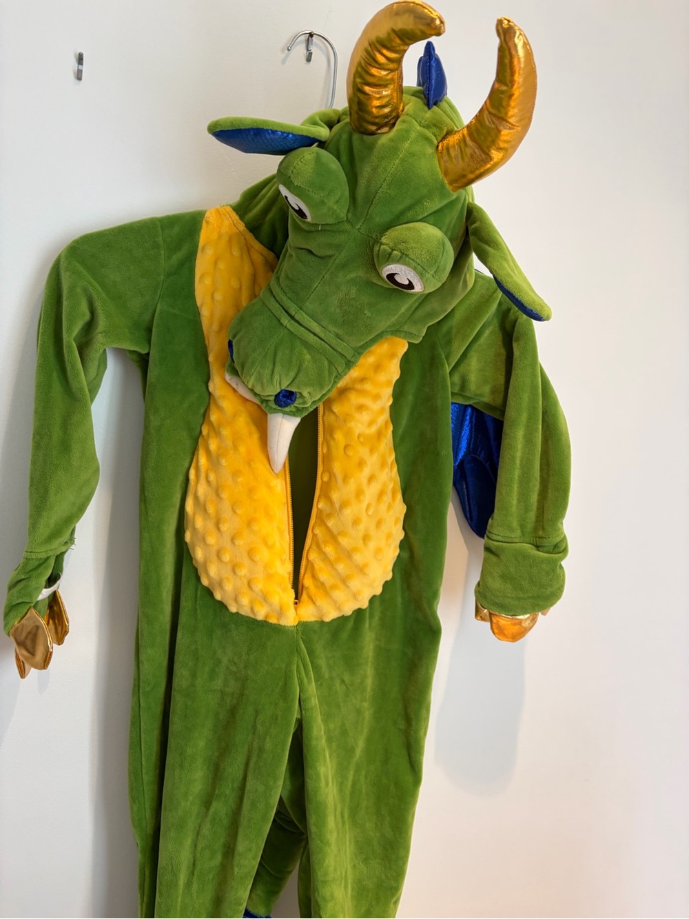 Green and Yellow Dragon Kids Costume - Plush Hooded Jumpsuit